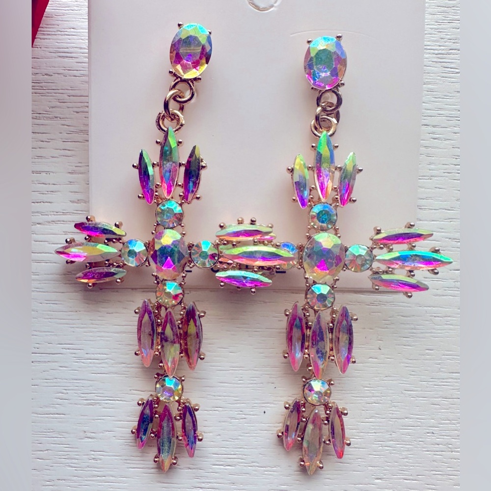 Northern Lights Cross Statement Earrings